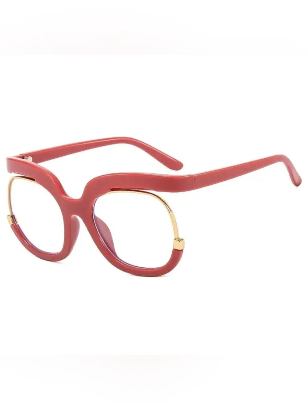 NEW Auburn Red Oversize Round Fashion Glasses